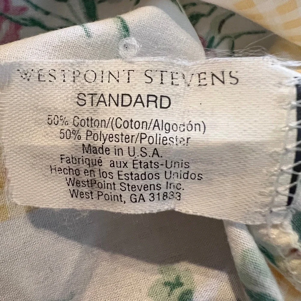 WestPoint Stevens Vintage Floral Gingham Standard Pillowcase Made in USA